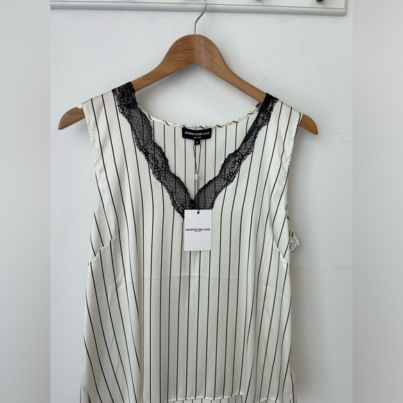 Generation Love Striped Top with Black Lace - Picture 1 of 4